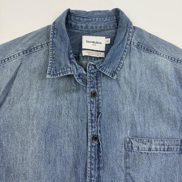 Goodfellow & Co Standard Fit Denim Long Sleeve Button Up Shirt Size XL Cotton - Picture 3 of 10
